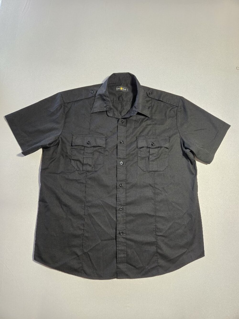 Law Pro Black Uniform Shirt XL Reg Short Sleeve Epaulets Police Security